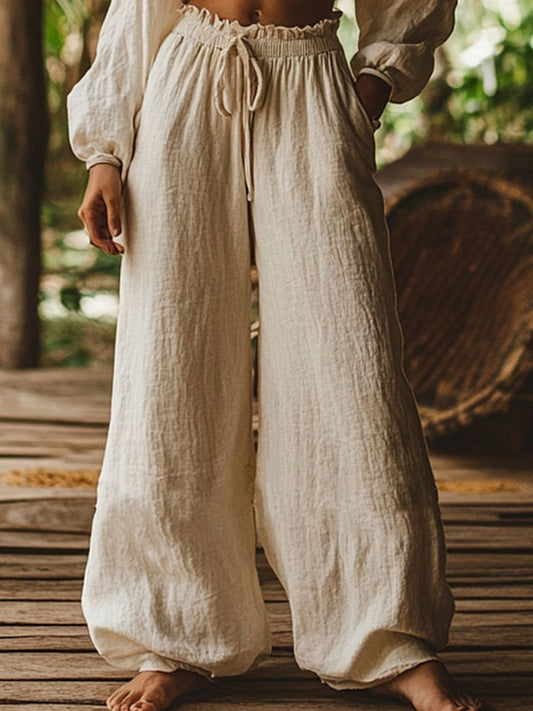 Women's Simple Solid Color Linen Pants