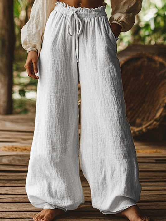 Women's Simple Solid Color Linen Pants