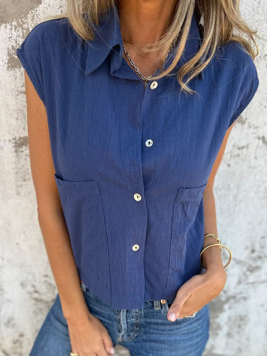 Women's Simple Solid Color Linen Shirt