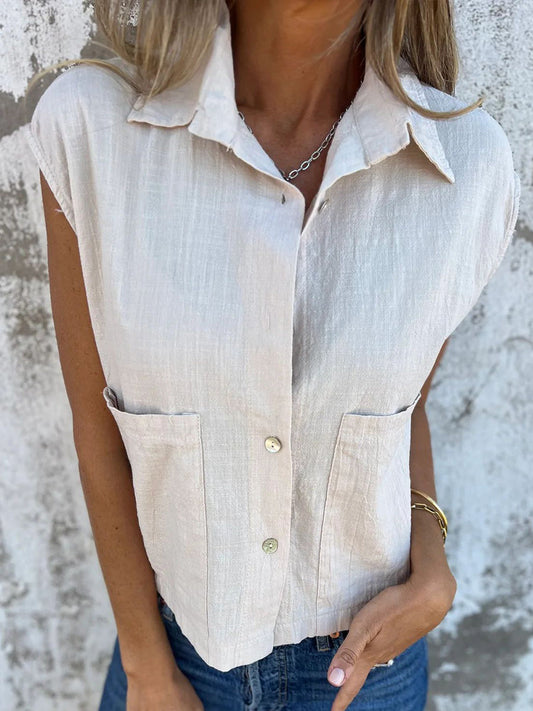 Women's Simple Solid Color Linen Shirt