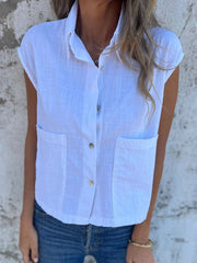Women's Simple Solid Color Linen Shirt