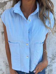 Women's Simple Solid Color Linen Shirt