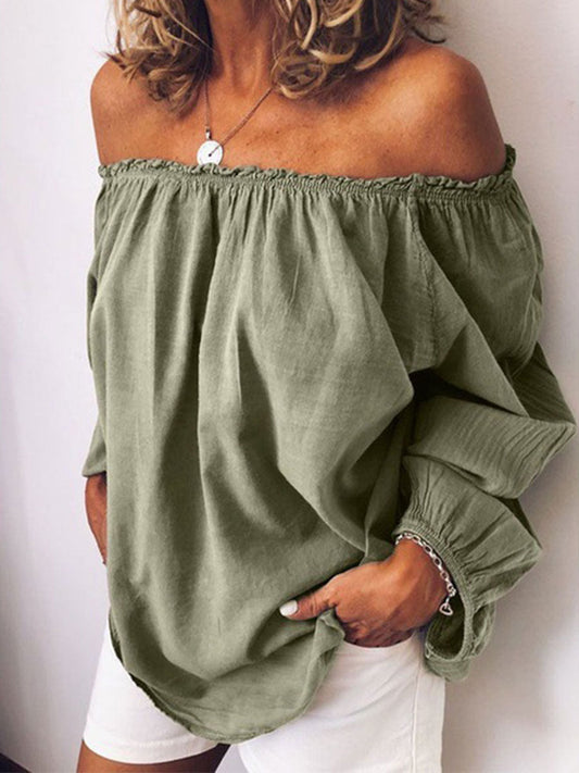 Women's cotton and linen off-shoulder top