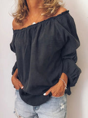 Women's cotton and linen off-shoulder top