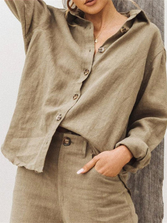 Women's cotton and linen casual shirt