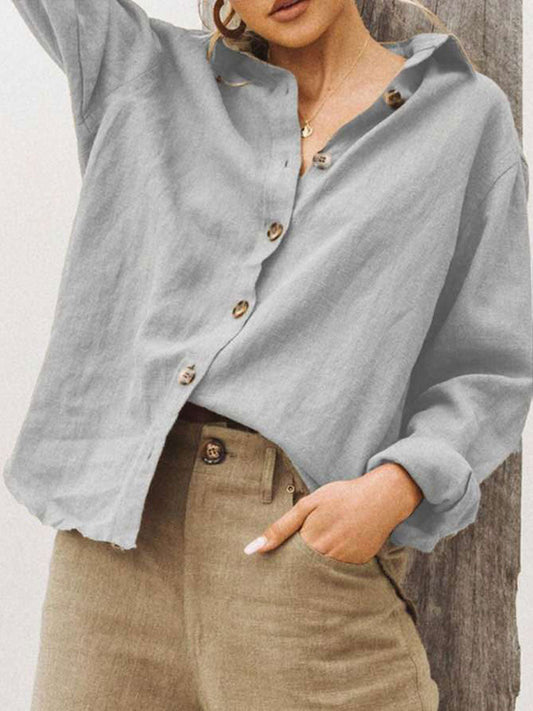 Women's cotton and linen casual shirt