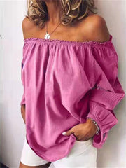Women's cotton and linen off-shoulder top