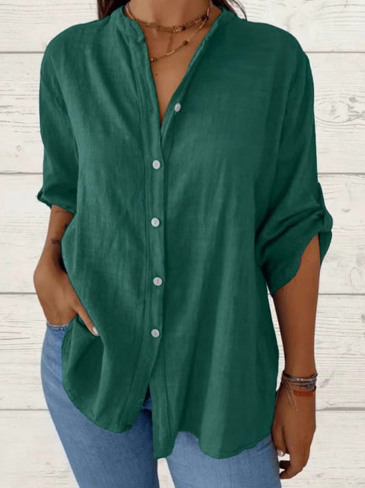 Women's Simple Solid Color Linen Shirt