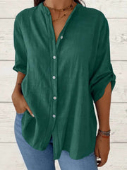 Women's Simple Solid Color Linen Shirt