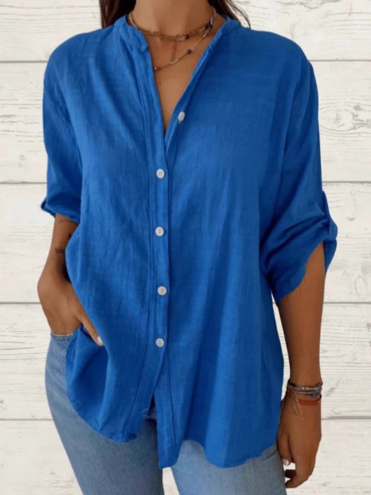 Women's Simple Solid Color Linen Shirt