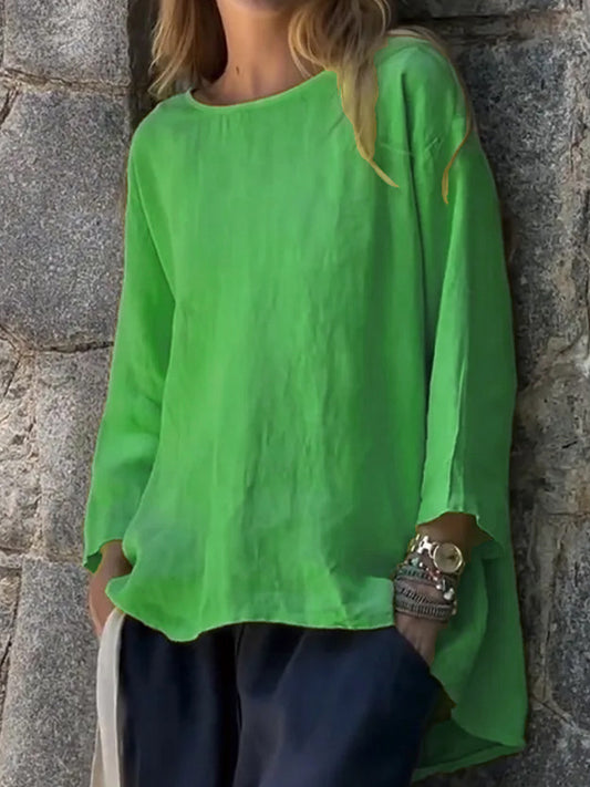 Women's Simple Solid Color Linen Shirt