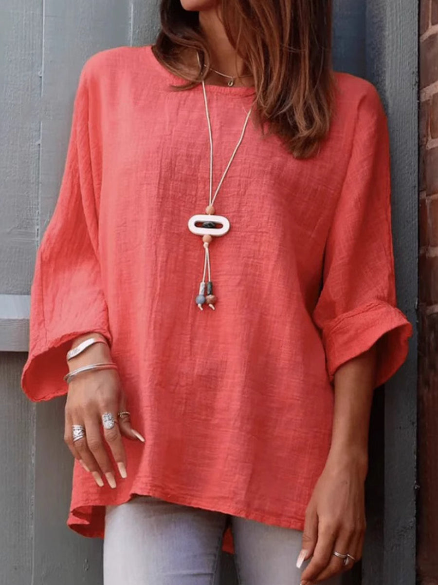 Women's Simple Solid Color Linen Shirt