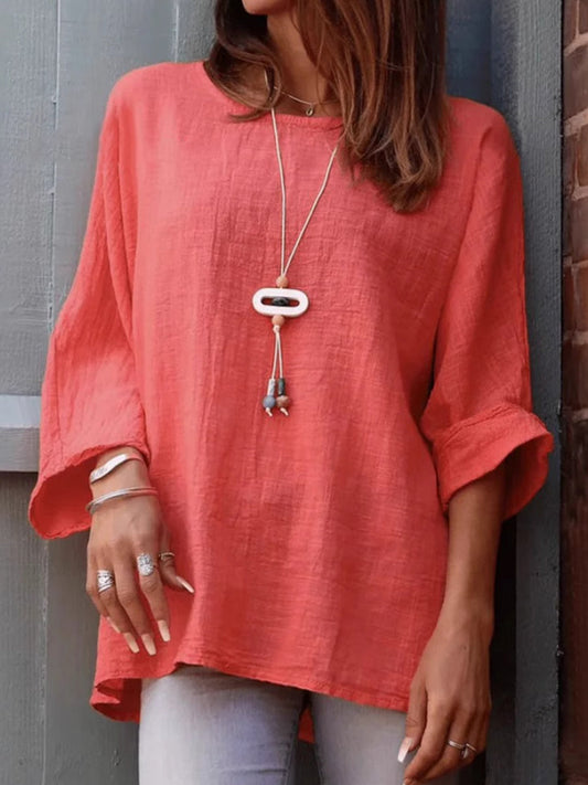 Women's Simple Solid Color Linen Shirt