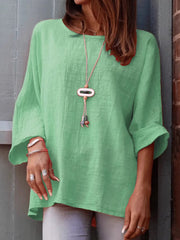 Women's Simple Solid Color Linen Shirt