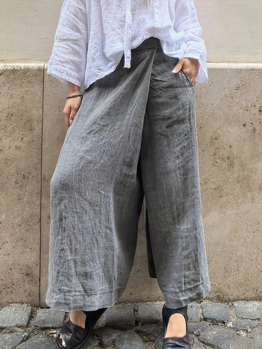 Women's Simple Solid Color Linen Pants