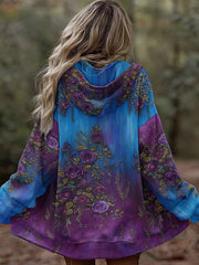 Women's Retro 3D Floral Gradient Comfortable Warm Zipper Oversized Hoodie