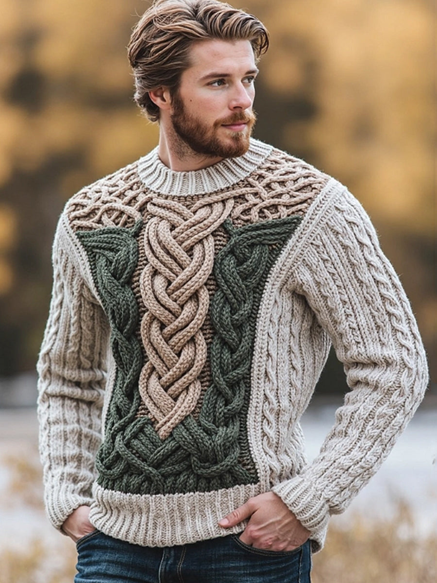 Men's Ireland Jacquard Cozy Pullover Aran Sweater