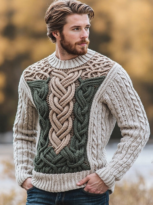 Men's Ireland Jacquard Cozy Pullover Aran Sweater