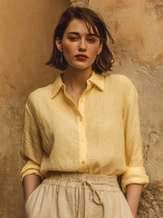 Women's Simple Solid Color Linen Shirt