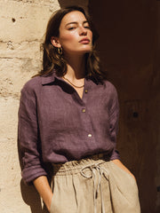 Women's Romantic Purple Linen Shirt