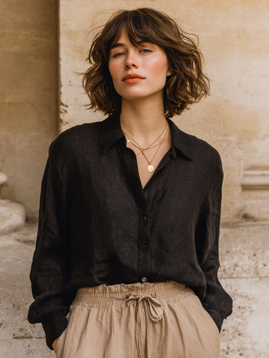 Women's Vintage Simple Linen Shirt