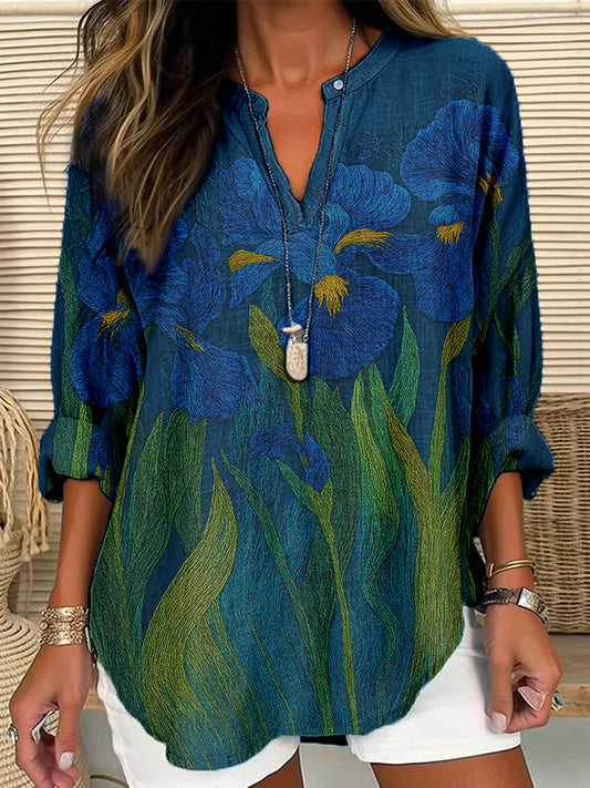 Women's Iris Cotton and Linen Casual Top