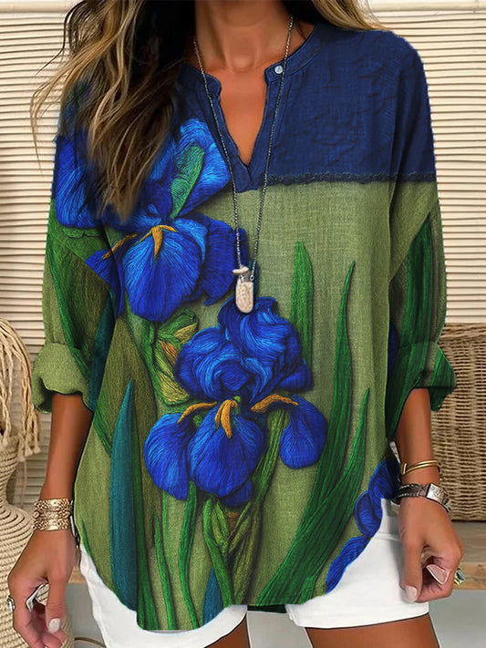 Women's Iris Cotton and Linen Casual Top