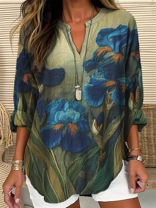 Women's Iris Cotton and Linen Casual Top